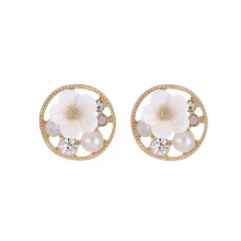 Shangjie OEM joyas Fashion Earrings Women Dainty Anti-allergic Pearl Crystal Earrings Flower Studs Earring